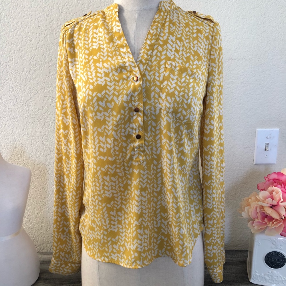 Yellow long sleeve blouse- The Limited